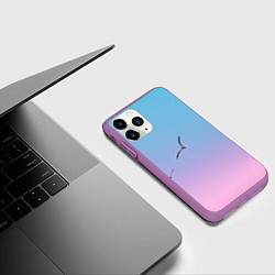 Чехол iPhone 11 Pro матовый Чайки птицы полет градиент, цвет: 3D-фиолетовый — фото 2