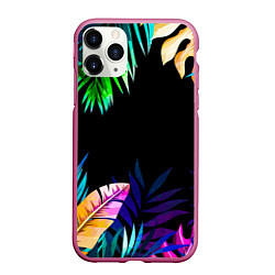 Чехол iPhone 11 Pro матовый Тропическая Ночь, цвет: 3D-малиновый