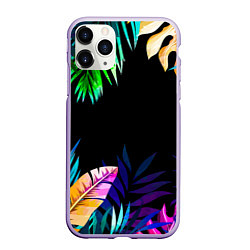 Чехол iPhone 11 Pro матовый Тропическая Ночь, цвет: 3D-светло-сиреневый