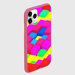 Чехол iPhone 11 Pro матовый ЦВЕТНЫЕ КУБИКИ, цвет: 3D-малиновый — фото 2