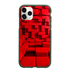 Чехол iPhone 11 Pro матовый 3D кубики, цвет: 3D-темно-зеленый