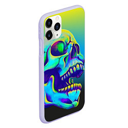 Чехол iPhone 11 Pro матовый Neon skull, цвет: 3D-светло-сиреневый — фото 2