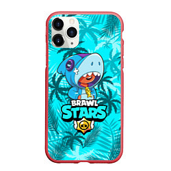 Чехол iPhone 11 Pro матовый BRAWL STARS LEON SHARK, цвет: 3D-красный