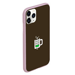 Чехол iPhone 11 Pro матовый Батарейка заряд чашка кофе, цвет: 3D-розовый — фото 2