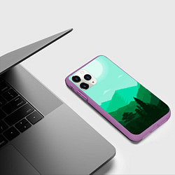 Чехол iPhone 11 Pro матовый Горы пейзаж дикая природа, цвет: 3D-фиолетовый — фото 2