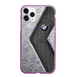 Чехол iPhone 11 Pro матовый BMW - emblem - metal - texture, цвет: 3D-фиолетовый