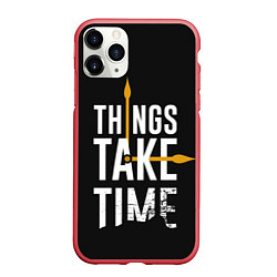 Чехол iPhone 11 Pro матовый Всё требует времени Z, цвет: 3D-красный