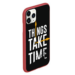 Чехол iPhone 11 Pro матовый Всё требует времени Z, цвет: 3D-красный — фото 2