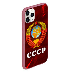 Чехол iPhone 11 Pro матовый СССР USSR, цвет: 3D-малиновый — фото 2