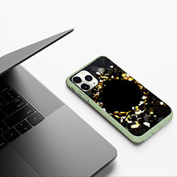 Чехол iPhone 11 Pro матовый Брызги стекла, цвет: 3D-салатовый — фото 2