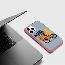 Чехол iPhone 11 Pro матовый Космический велосипедист Z, цвет: 3D-малиновый — фото 2