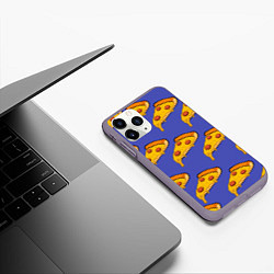Чехол iPhone 11 Pro матовый Кусочки пиццы, цвет: 3D-серый — фото 2
