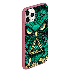 Чехол iPhone 11 Pro матовый Тотемная сова, цвет: 3D-малиновый — фото 2