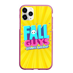 Чехол iPhone 11 Pro матовый Fall Guys, цвет: 3D-малиновый