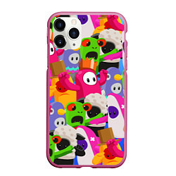 Чехол iPhone 11 Pro матовый Fall Guys, цвет: 3D-малиновый