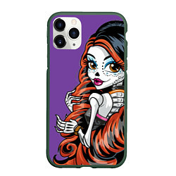 Чехол iPhone 11 Pro матовый Calavera skelita 22, цвет: 3D-темно-зеленый