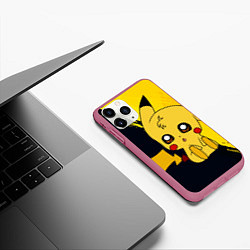 Чехол iPhone 11 Pro матовый ПикачуPikachu, цвет: 3D-малиновый — фото 2