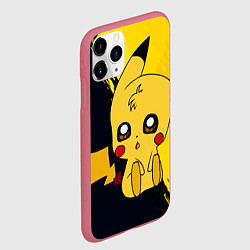 Чехол iPhone 11 Pro матовый ПикачуPikachu, цвет: 3D-малиновый — фото 2