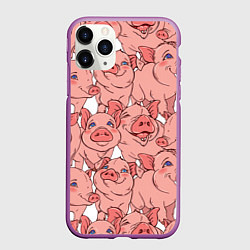 Чехол iPhone 11 Pro матовый Свиньи, цвет: 3D-фиолетовый