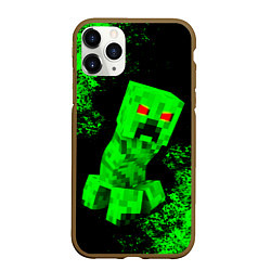 Чехол iPhone 11 Pro матовый MINECRAFT CREEPER, цвет: 3D-коричневый