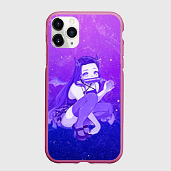 Чехол iPhone 11 Pro матовый Nezuko, цвет: 3D-малиновый