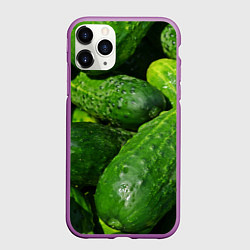 Чехол iPhone 11 Pro матовый Огурцы, цвет: 3D-фиолетовый