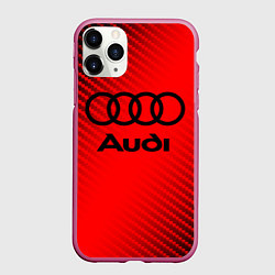 Чехол iPhone 11 Pro матовый AUDI АУДИ, цвет: 3D-малиновый