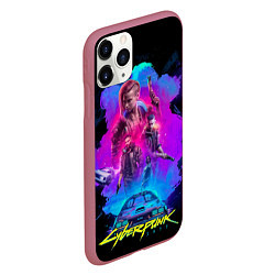 Чехол iPhone 11 Pro матовый Cyberpunk 2077, цвет: 3D-малиновый — фото 2