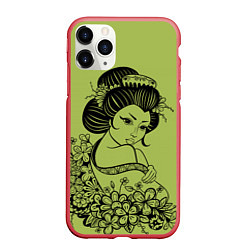 Чехол iPhone 11 Pro матовый Geisha 23, цвет: 3D-красный