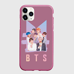 Чехол iPhone 11 Pro матовый BTS, цвет: 3D-малиновый