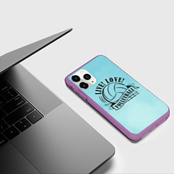 Чехол iPhone 11 Pro матовый LIVE! LOVE! VOLLEYBALL!, цвет: 3D-фиолетовый — фото 2