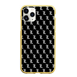 Чехол iPhone 11 Pro матовый Эл паттерн черный, цвет: 3D-желтый