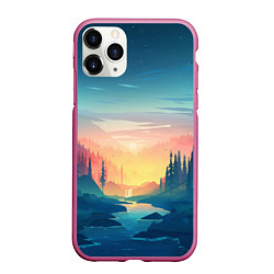 Чехол iPhone 11 Pro матовый Природа, цвет: 3D-малиновый