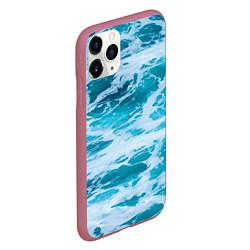 Чехол iPhone 11 Pro матовый Вода волны пена море, цвет: 3D-малиновый — фото 2