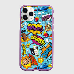 Чехол iPhone 11 Pro матовый Pop art comics, цвет: 3D-фиолетовый