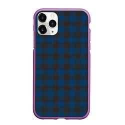 Чехол iPhone 11 Pro матовый Темно синяя Клетка, цвет: 3D-фиолетовый