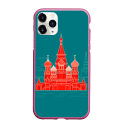 Чехол iPhone 11 Pro матовый Москва, цвет: 3D-малиновый