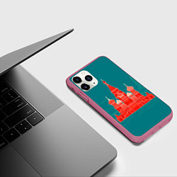 Чехол iPhone 11 Pro матовый Москва, цвет: 3D-малиновый — фото 2