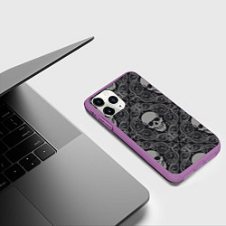 Чехол iPhone 11 Pro матовый Skulls, цвет: 3D-фиолетовый — фото 2