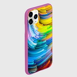 Чехол iPhone 11 Pro матовый Цветные полоски, цвет: 3D-фиолетовый — фото 2