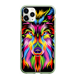 Чехол iPhone 11 Pro матовый Neon wolf, цвет: 3D-салатовый