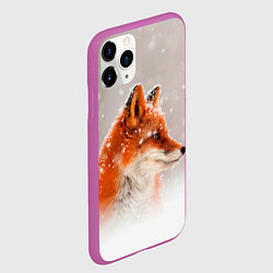 Чехол iPhone 11 Pro матовый Лиса и снег, цвет: 3D-фиолетовый — фото 2