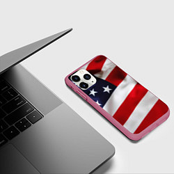 Чехол iPhone 11 Pro матовый США USA, цвет: 3D-малиновый — фото 2