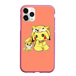 Чехол iPhone 11 Pro матовый Pikachu Pika Pika, цвет: 3D-малиновый