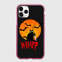 Чехол iPhone 11 Pro матовый What Cat Halloween, цвет: 3D-малиновый