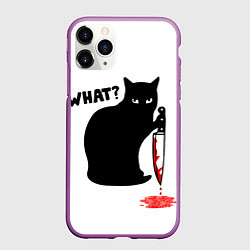 Чехол iPhone 11 Pro матовый What Cat, цвет: 3D-фиолетовый