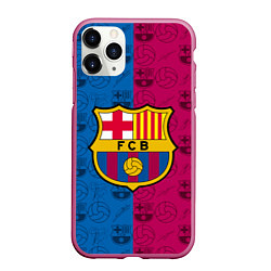 Чехол iPhone 11 Pro матовый FC BARCELONA, цвет: 3D-малиновый