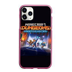 Чехол iPhone 11 Pro матовый Minecraft Dungeons, цвет: 3D-малиновый