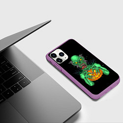 Чехол iPhone 11 Pro матовый Halloween Zombie, цвет: 3D-фиолетовый — фото 2
