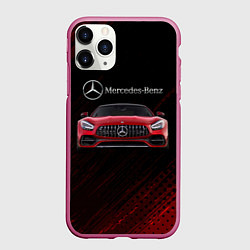 Чехол iPhone 11 Pro матовый Mercedes Benz AMG, цвет: 3D-малиновый